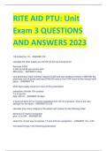 RITE AID PTU: Unit  Exam 3 QUESTIONS  AND ANSWERS 2023