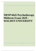 NRNP 6645 Psychotherapy Midterm Exam 2022 - WALDEN UNIVERSITY