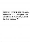 RN HESI EXIT EXAM (V1) Version 1 | 160 Questions With Answers |Latest Update Graded A+ (2023/2024)