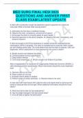 MED SURG FINAL HESI 2023 QUESTIONS AND ANSWER FIRST CLASS EXAM LATEST UPDATE