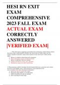 HESI RN EXIT  EXAM  COMPREHENSIVE  2023 FALL EXAM  ACTUAL EXAM  CORRECTLY  ANSWERED |VERIFIED EXAM|