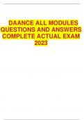 DAANCE ALL MODULES QUESTIONS AND ANSWERS COMPLETE ACTUAL EXAM 2023 