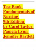 Test Bank Fundamentals of Nursing 9th Edition by Carol Taylor Pamela Lynn Jennifer Bartlett