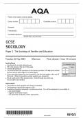 AQA 8192-1-GCSE SOCIOLOGY-G-16May23-Paper 1 The Sociology of Families and Education