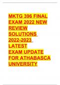 ATHABASCA UNIVERSIY MKTG 396 FINAL EXAM NEW REVIEW SOLUTIONS (2022/2023).