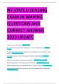 NY STATE LICENSING EXAM IN WAXING QUESTIONS AND  CORRECT ANSWER  2023 UPDATE
