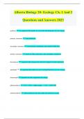 Alberta Biology 20- Ecology Ch. 1 And 2 Questions and Answers 2023