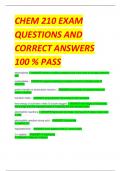 CHEM 210 EXAM  QUESTIONS AND  CORRECT ANSWERS 100 % PASS