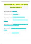 Alberta Biology 30: The Eye & Ear Question and Answers Rated A+