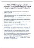 WGU D080 Managing in a Global Business Environment | Exam 2023-2024 Questions and Answers 100% Correct