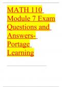 MATH 110 Statistics Module 7 Exam Questions & Answers (New-2023): Portage Learning