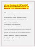 Clinical Chemistry 2 - ACP and ALP Laboratory, Top Exam Questions and answers, 100% Accurate. Graded A+