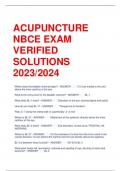 ACUPUNCTURE  NBCE EXAM  VERIFIED  SOLUTIONS  2023/2024