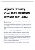 Adjuster Licensing  Class 100% SOLUTION  REVISED 2023..2024