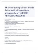 AF Contracting Officer Study  Guide with all questions  answered correct 100% REVISED 2023/2024