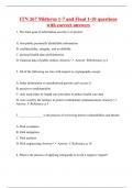 ITN 267 Midterm 1-7 and Final 1-10 questions with correct answers