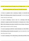 ATI RN Nursing Care of Children Proctored 2019 Exam, Retake Exam and Form A and B {BUNDLE PACK SOLUTION} (Verified Answers)