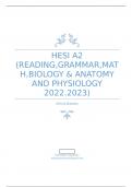 HESI A2 (READING,GRAMMAR,MATH BIOLOGY & ANATOMY, PHYSIOLOGY 202