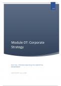BUSI 7136 Notes and Case Study - MODULE 07: CORPORATE STRATEGY