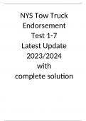 NYS Tow Truck Endorsement Test 1-7 Latest Update 2023/2024 with complete solution