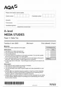 AQA A LEVEL MEDIA STUDIES PAPER 2 JUNE 2023 QUESTION PAPER (7572/2: Media Two)