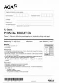 AQA A LEVEL PHYSICAL EDUCATION PAPER 1 (7582/1: Factors affecting participation in physical activity and sport)