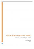 HESI RN MENTAL HEALTH PSYCHIATRIC | QUESTIONS & ANSWERS (RATED A+) | (100% APPROVED) BEST UPDATE 2023