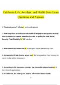 California Life, Accident, and Health State Exam questions and answers latest 2023 - 2024 [100% correct answers]