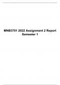 MNB 3701 2022 Assignment 2 Report semester 1, University of South Africa (Unisa)