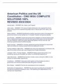 American Politics and the US  Constitution - C963 WGU COMPLETE  SOLUTIONS 100% REVISED 2023//2024