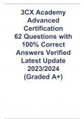 3CX Academy Advanced Certification  62 Questions with 100% Correct Answers Verified Latest Update 2023/2024  (Graded A+)