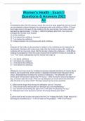 Women's Health - Exam II Questions & Answers 2023 A+