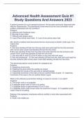 Advanced Health Assessment Quiz #1 Study Questions And Answers 2023