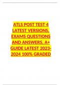 ATLS POST TEST 4 LATEST VERSIONS 2023-2024 REAL EXAM 160 QUESTIONS AND CORRECT ANSWERS |AGRADE