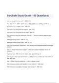 ServSafe Study Guide Questions & Answers 2023 ( A+ GRADED 100% VERIFIED)