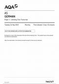 AQA AS GERMAN QUESTION PAPER 1 MAY 2023 (7661/1/T: Listening Test Transcript)