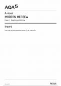 AQA A LEVEL MODERN HEBREW INSERT 1 (7672/1: Reading and Writing)