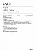 AQA A LEVEL MODERN HEBREW QUESTION PAPER 2 JUNE 2023 (7672/2: Writing (Set texts and films))