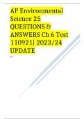 AP Environmental Science 25 QUESTIONS & ANSWERS Ch 6 Test 110921| 2023/24 UPDATE 