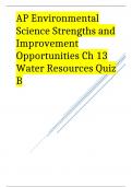 AP Environmental Science Strengths and Improvement Opportunities Ch 13 Water Resources Quiz B     
