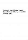 Texas All lines Adjuster Latest Exam With Verified Answers 2023/2024 (Graded A+)