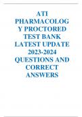 ATI  PHARMACOLOG Y PROCTORED TEST BANK  LATEST UPDATE  2023-2024 QUESTIONS AND  CORRECT ANSWERS