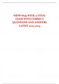 NRNP 6635 WEEK 11 FINAL  EXAM WITH CORRECT  QUESTIONS AND ANSWERS LATEST 2023-2024 