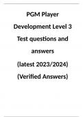 PGM Player Development Level 3 Test questions and answers  (latest 2023/2024) (Verified Answers)