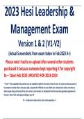 2023 Hesi Leadership & Management Exam   Version 1 & 2 (V1-V2)   (Actual Screenshots from exam taken in Feb 2023 A+)  