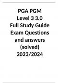 PGA PGM  Level 3 3.0  Full Study Guide Exam Questions and answers (solved) 2023/2024