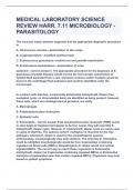 MEDICAL LABORATORY SCIENCE REVIEW HARR. 7.11 MICROBIOLOGY - PARASITOLOGY|UPDATED&VERIFIED|100% SOLVED|GUARANTEED SUCCESS