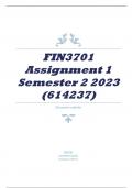 FIN3701 Assignment 1 Semester 2 2023 (614237)