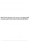 HESI EXIT Questions and Answers Test Bank With Accurate and Correct Answers Revised 2023/2024.