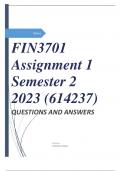 FIN3701 Assignment 1 Semester 2 2023 (614237)